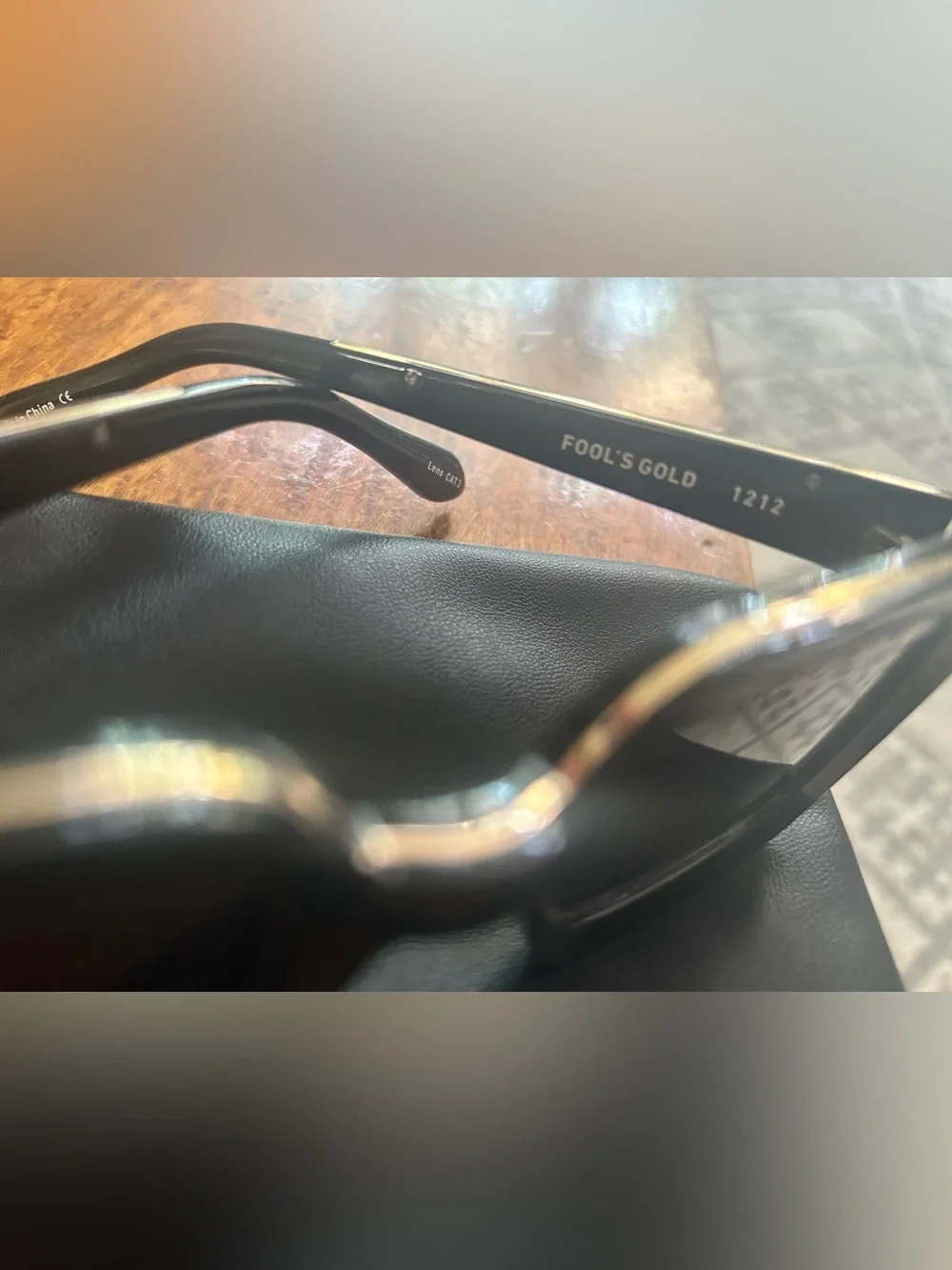 Quay Australia Fool’s Gold Black Sunglasses with Gold Accent